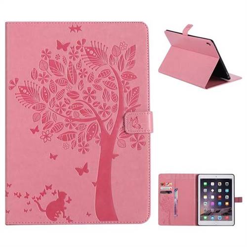 Embossing Butterfly Tree Leather Flip Cover for iPad Pro 9.7 2016 9.7 inch - Pink
