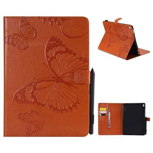 Embossing 3D Butterfly Leather Wallet Case for iPad Pro 9.7 2016 9.7 inch - Orange
