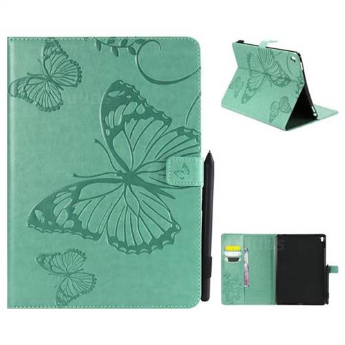 Embossing 3D Butterfly Leather Wallet Case for iPad Pro 9.7 2016 9.7 inch - Green