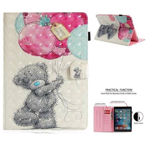 Gray Bear 3D Painted Leather Wallet Tablet Case for iPad Pro 9.7 2016 9.7 inch