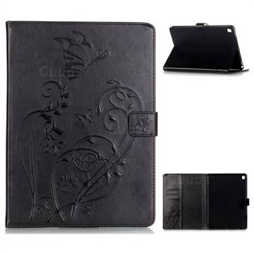 Embossing Butterfly Flower Leather Wallet Case for iPad Pro 9.7 2016 9.7 inch - Black
