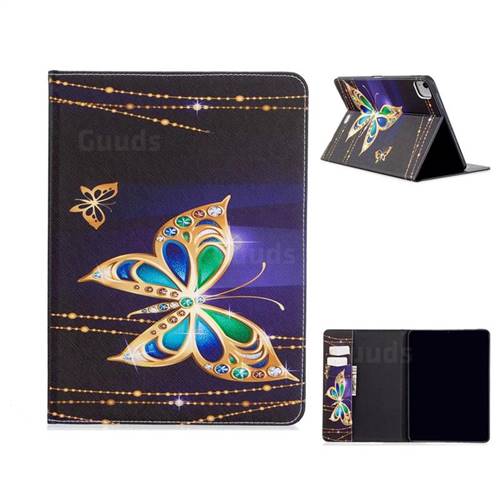 Golden Shining Butterfly Folio Stand Leather Wallet Case for Apple iPad Pro 11 (2020)