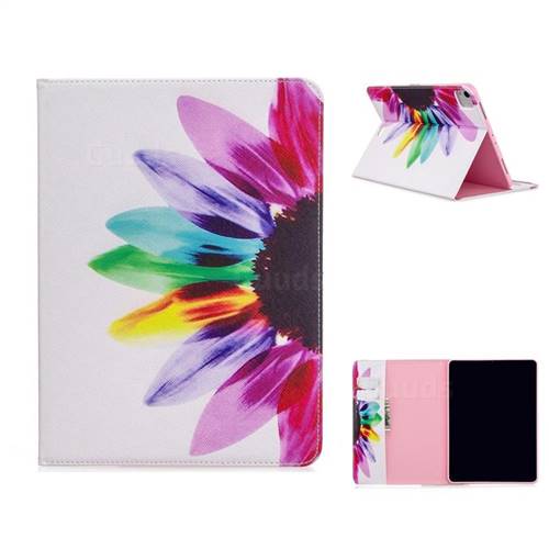 Seven-color Flowers Folio Stand Leather Wallet Case for Apple iPad Pro 11 (2020)