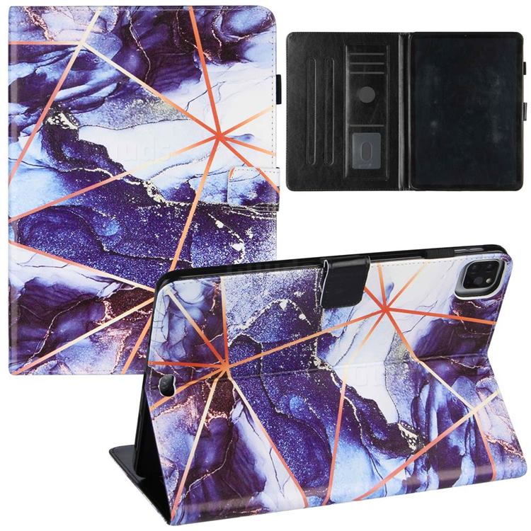 Starry Blue Stitching Color Marble Leather Flip Cover for Apple iPad Pro 11 (2020)