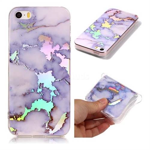Blue Marble Pattern Bright Color Laser Soft TPU Case for iPhone SE2 (iPhone SE 2018)