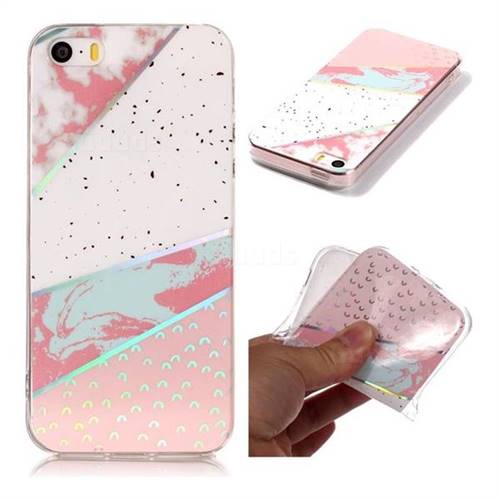Matching Color Marble Pattern Bright Color Laser Soft TPU Case for iPhone SE2 (iPhone SE 2018)