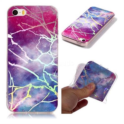 Dream Sky Marble Pattern Bright Color Laser Soft TPU Case for iPhone SE2 (iPhone SE 2018)