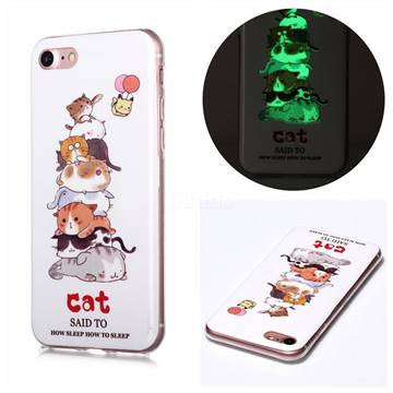 Cute Cat Noctilucent Soft TPU Back Cover for iPhone SE 2020