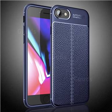 Luxury Auto Focus Litchi Texture Silicone TPU Back Cover for iPhone SE 2020 - Dark Blue