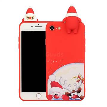 Santa Claus Elk Christmas Xmax Soft 3D Doll Silicone Case for iPhone SE 2020