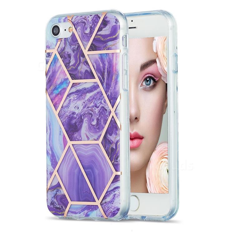 Purple Gagic Marble Pattern Galvanized Electroplating Protective Case Cover for iPhone SE 2020
