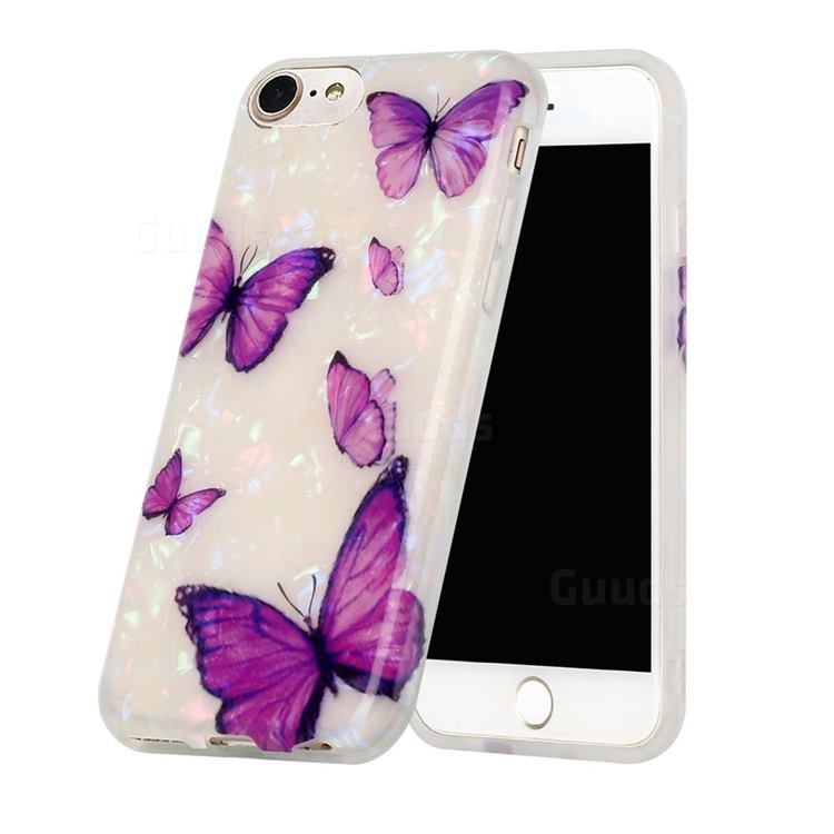 Purple Butterfly Shell Pattern Glossy Rubber Silicone Protective Case Cover For Iphone Se Iphone Se Cases Guuds