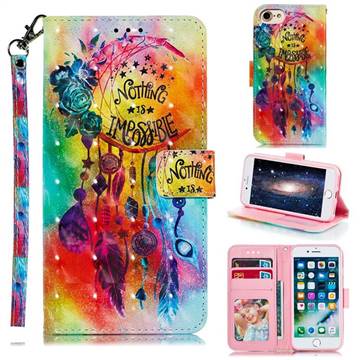 Flower Wind Chimes 3D Painted Leather Phone Wallet Case for iPhone SE 2020