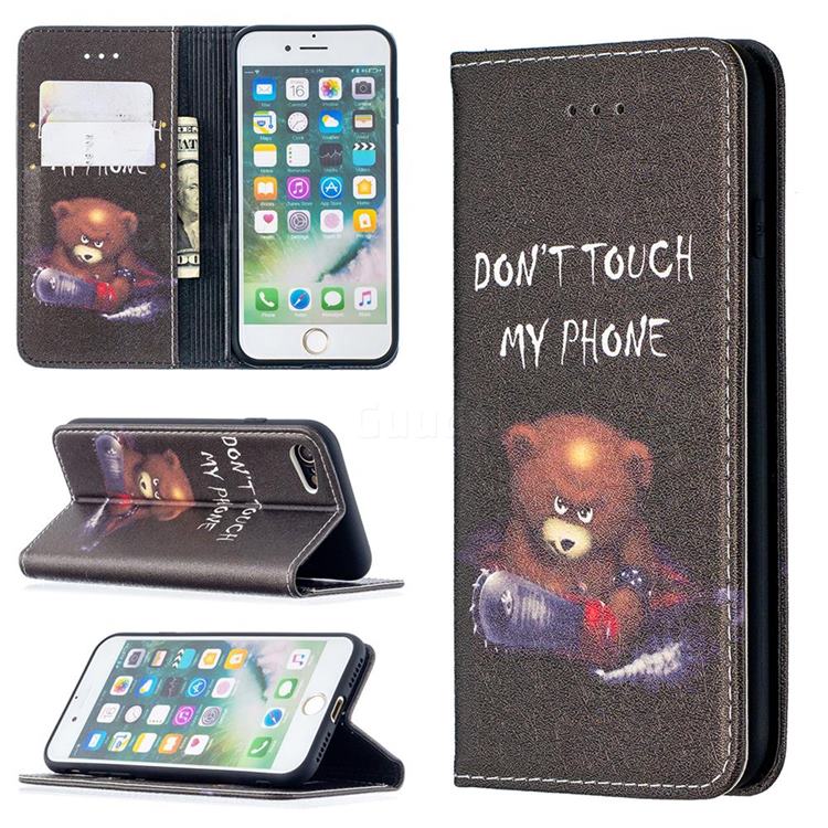 Chainsaw Bear Slim Magnetic Attraction Wallet Flip Cover for iPhone SE 2020