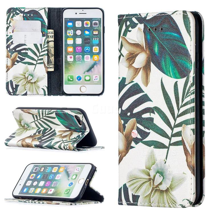 Flower Leaf Slim Magnetic Attraction Wallet Flip Cover for iPhone SE 2020