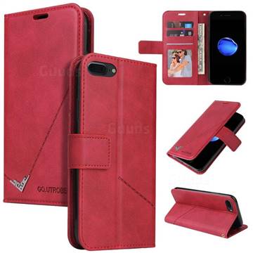 GQ.UTROBE Right Angle Silver Pendant Leather Wallet Phone Case for iPhone SE 2020 - Red