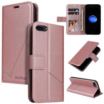GQ.UTROBE Right Angle Silver Pendant Leather Wallet Phone Case for iPhone SE 2020 - Rose Gold