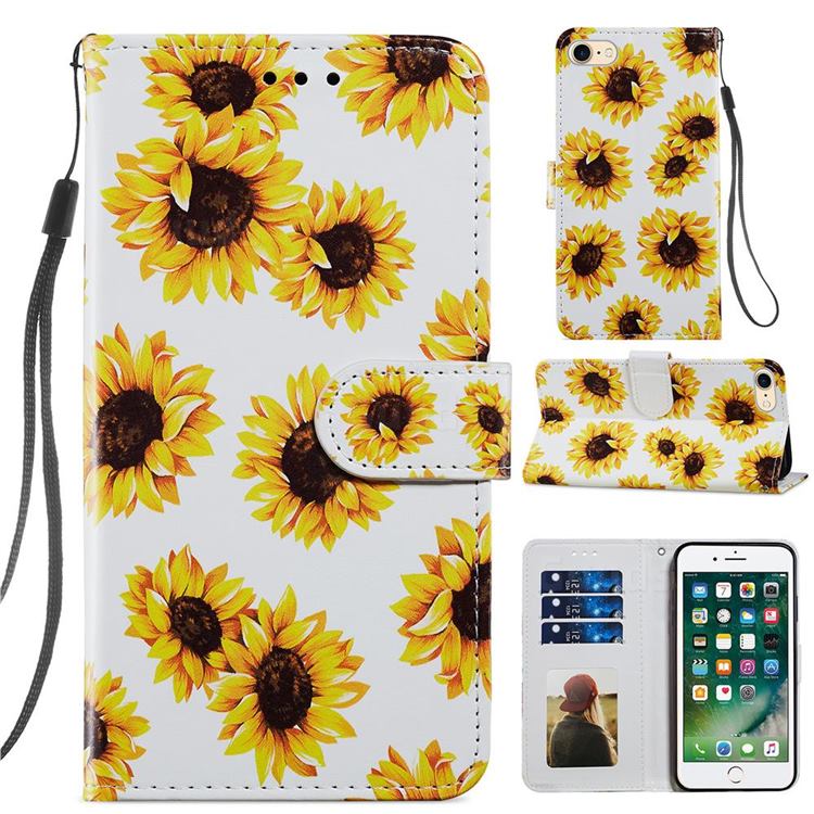 Sunflower Smooth Leather Phone Wallet Case for iPhone SE 2020