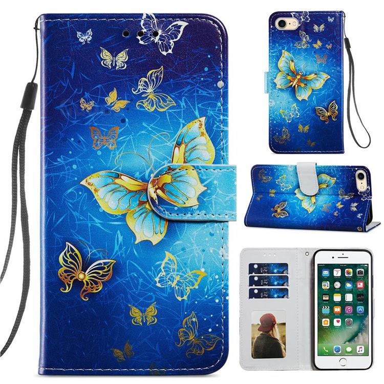 Phnom Penh Butterfly Smooth Leather Phone Wallet Case for iPhone SE 2020