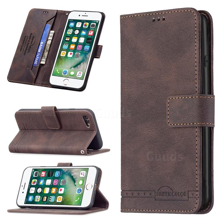 Binfen Color RFID Blocking Leather Wallet Case for iPhone SE 2020 - Brown