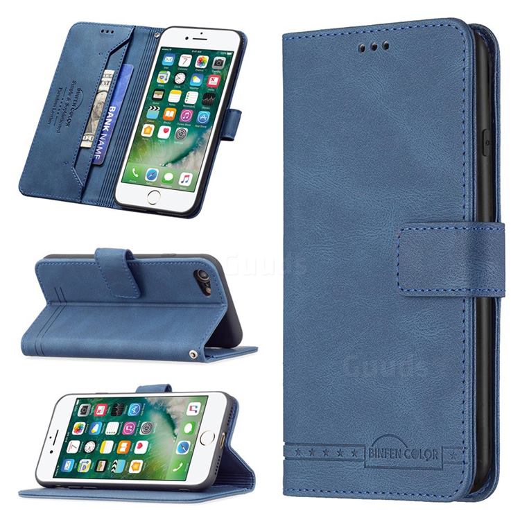 Binfen Color RFID Blocking Leather Wallet Case for iPhone SE 2020 - Blue
