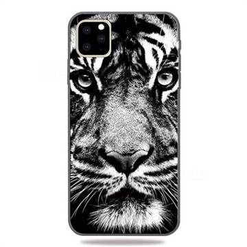 White Tiger 3D Embossed Relief Black TPU Cell Phone Back Cover for iPhone 11 Pro (5.8 inch)