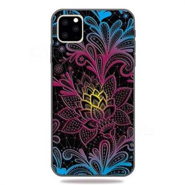Colorful Lace 3D Embossed Relief Black TPU Cell Phone Back Cover for iPhone 11 Pro (5.8 inch)