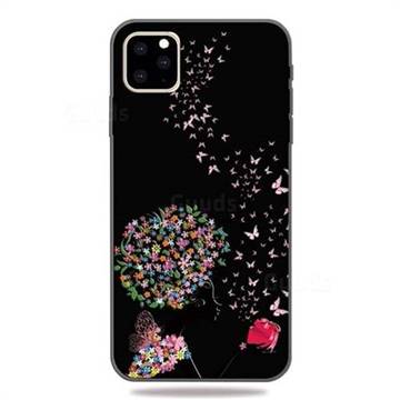 Corolla Girl 3D Embossed Relief Black TPU Cell Phone Back Cover for iPhone 11 Pro (5.8 inch)