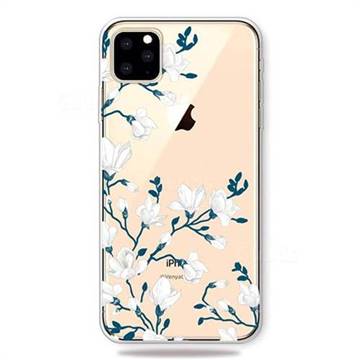 Magnolia Flower Clear Varnish Soft Phone Back Cover for iPhone 11 Pro (5.8 inch)