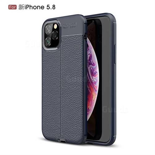 Luxury Auto Focus Litchi Texture Silicone TPU Back Cover for iPhone 11 Pro (5.8 inch) - Dark Blue