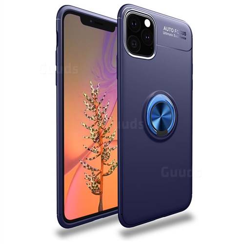 Auto Focus Invisible Ring Holder Soft Phone Case for iPhone 11 Pro (5.8 inch) - Blue