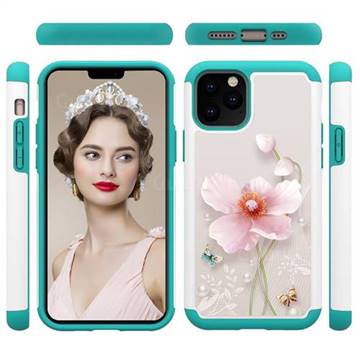 Pearl Flower Shock Absorbing Hybrid Defender Rugged Phone Case Cover for iPhone 11 Pro (5.8 inch)