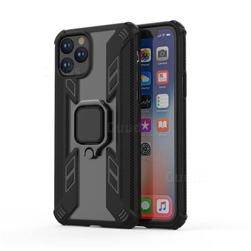 Predator Armor Metal Ring Grip Shockproof Dual Layer Rugged Hard Cover for iPhone 11 Pro (5.8 inch) - Black