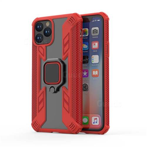 Predator Armor Metal Ring Grip Shockproof Dual Layer Rugged Hard Cover for iPhone 11 Pro (5.8 inch) - Red
