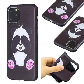 Lovely Panda 3D Embossed Relief Black Soft Back Cover for iPhone 11 Pro (5.8 inch)