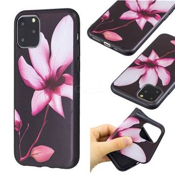 Lotus Flower 3D Embossed Relief Black Soft Back Cover for iPhone 11 Pro (5.8 inch)
