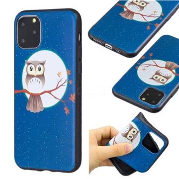Moon and Owl 3D Embossed Relief Black Soft Back Cover for iPhone 11 Pro (5.8 inch)