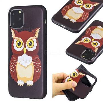 Big Owl 3D Embossed Relief Black Soft Back Cover for iPhone 11 Pro (5.8 inch)