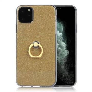 Luxury Soft TPU Glitter Back Ring Cover with 360 Rotate Finger Holder Buckle for iPhone 11 Pro (5.8 inch) - Golden