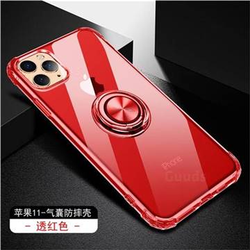 Anti-fall Invisible Press Bounce Ring Holder Phone Cover for iPhone 11 Pro (5.8 inch) - Noble Red