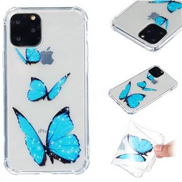 Blue butterfly Anti-fall Clear Varnish Soft TPU Back Cover for iPhone 11 Pro (5.8 inch)