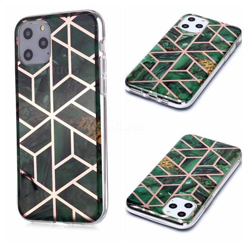 Green Rhombus Galvanized Rose Gold Marble Phone Back Cover for iPhone 11 Pro (5.8 inch)