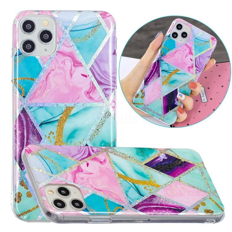 Triangular Marble Painted Galvanized Electroplating Soft Phone Case Cover for iPhone 11 Pro (5.8 inch)