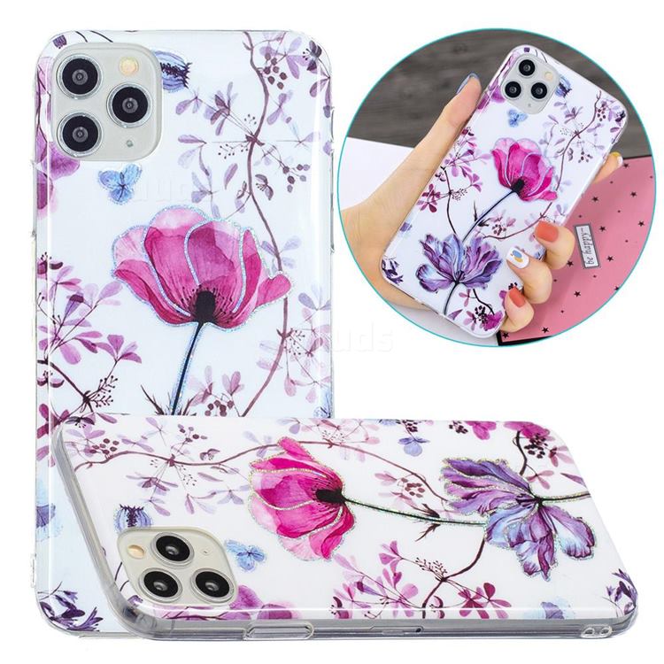 Magnolia Painted Galvanized Electroplating Soft Phone Case Cover for iPhone 11 Pro (5.8 inch)