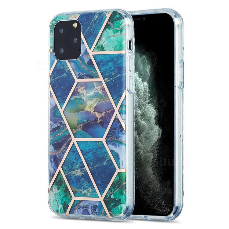Blue Green Marble Pattern Galvanized Electroplating Protective Case Cover for iPhone 11 Pro (5.8 inch)