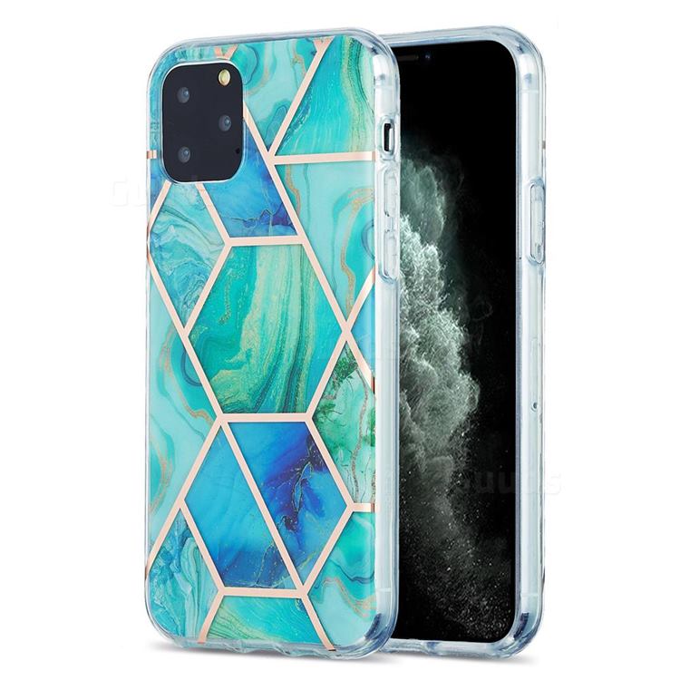 Green Glacier Marble Pattern Galvanized Electroplating Protective Case Cover for iPhone 11 Pro (5.8 inch)
