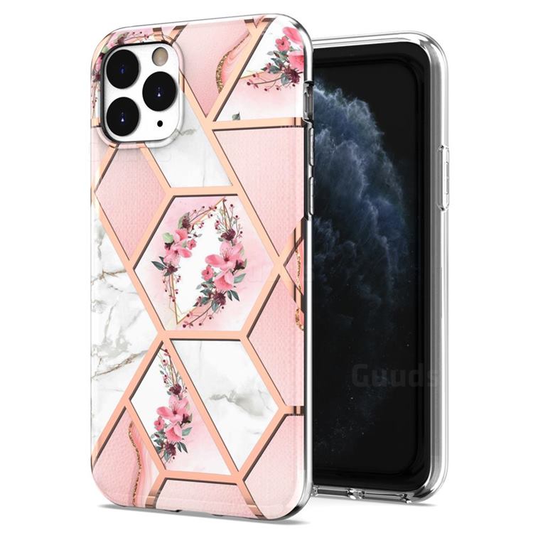 Pink Flower Marble Electroplating Protective Case Cover for iPhone 11 Pro (5.8 inch)