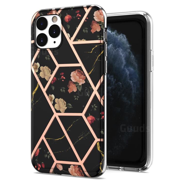 Black Rose Flower Marble Electroplating Protective Case Cover for iPhone 11 Pro (5.8 inch)