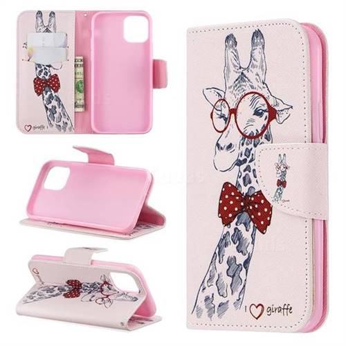 Glasses Giraffe Leather Wallet Case for iPhone 11 Pro (5.8 inch)