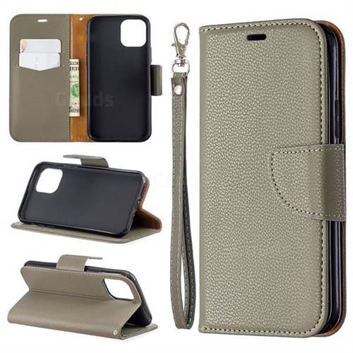 Classic Luxury Litchi Leather Phone Wallet Case for iPhone 11 Pro (5.8 inch) - Gray